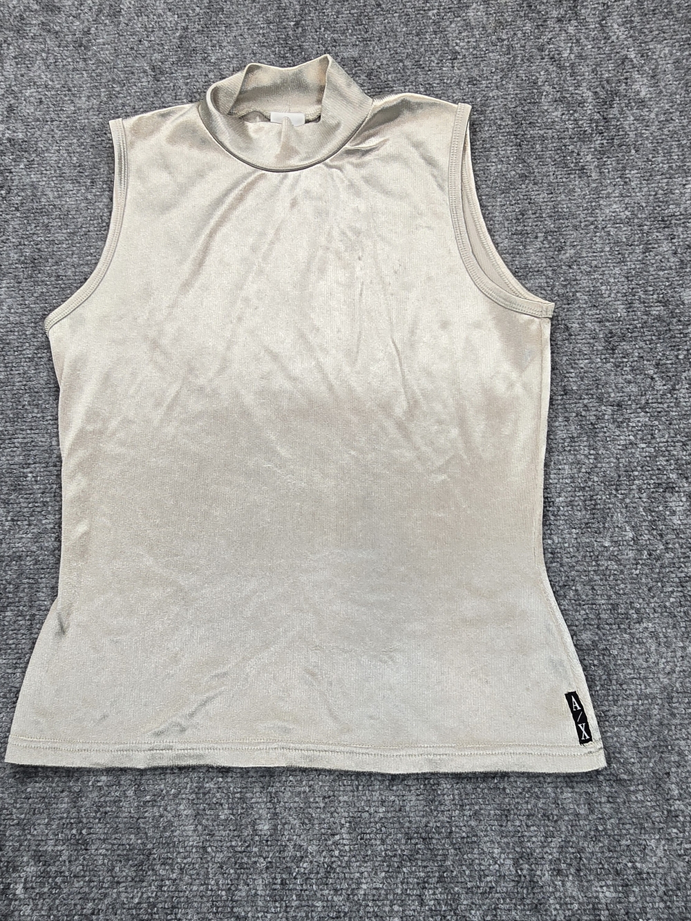 Armani Exchange Silver Metallic Mock Neck Tank Top Womens S Y2K A|X
